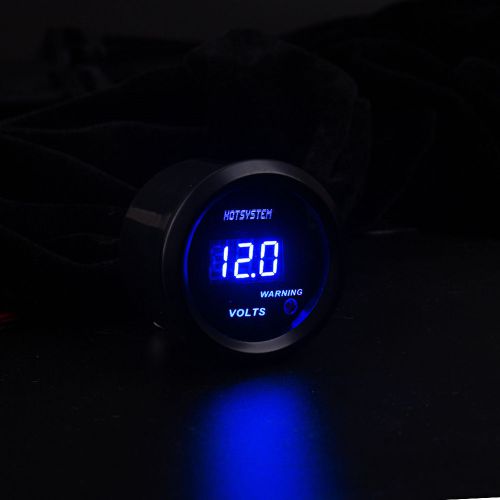 Hotsystem black 2&#034; 52mm blue digital led electronic volt gauge meter for car hot
