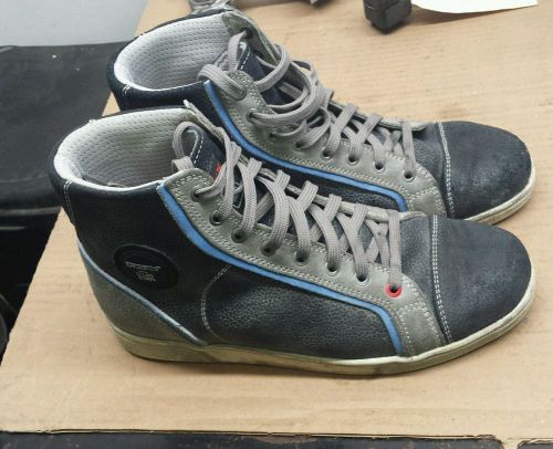 Used tcx x-street grey blue mens motorcycle riding boots shoes - 42 euro 8.5 us