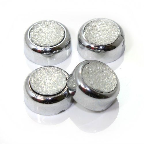4 premium chrome clear pave license plate fastener screw bolt caps for car-bike