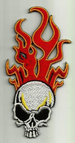 "flaming skull" iron on biker patch harley davidson yamaha honda rockabilly hog