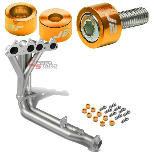J2 for 94-97 cd f22 ceramic exhaust manifold header+gold washer cup bolts