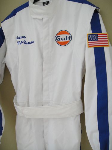 Steve mcqueen race suit pilot kart retro replica vtg racing le mans porsche gulf