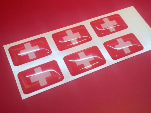 Switzerland (swiss confederation) flag domed small decal/sticker (6 pack)