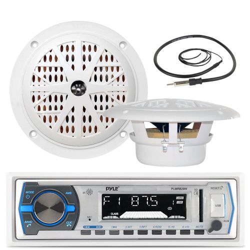 Find Black 6.5" Marine Speakers, Marine Antenna, Pyle Marine USB 300W