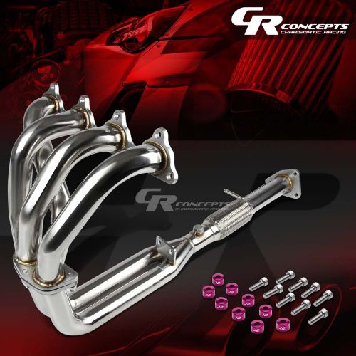 J2 for h23 bb2 stainless flex exhaust manifold header+purple washer cup bolts