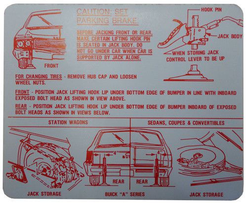 1968 1969 buick special skylark gs jack inst. decal