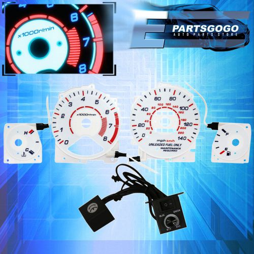 1994-1995 honda accord jdm white face indiglo reverse glow gauges w/ tachometer