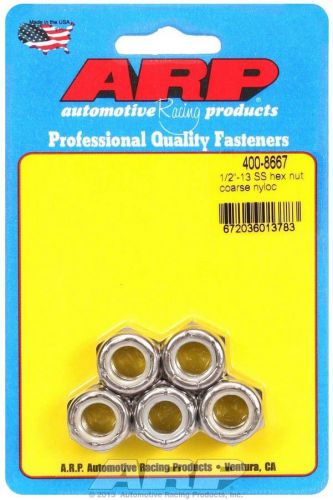 Arp nylon locknut 1/2-13 in thread stainless 5 pc p/n 400-8667