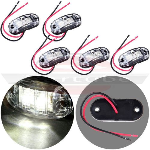 5set clearance white oval led lamp 2 diode trailer truck side marker light 12v