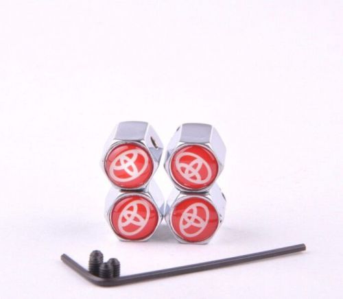 4pcs car wheel tire valves caps cover+mini wrench key chain ring for toyota use