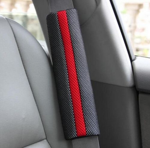 1pair black car safety seat belt shoulder carbon fiber cover comfortable pads