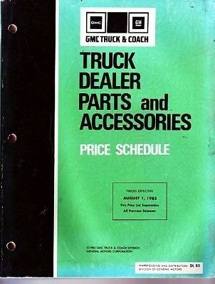 Gmc truck service parts accssories price list manual thru 1985