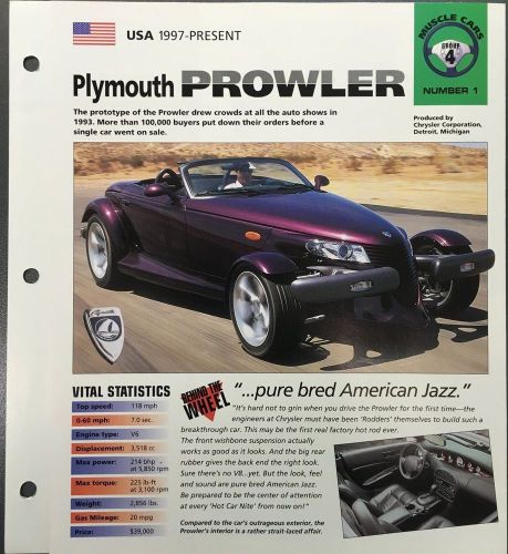 Plymouth prowler 1997-present  hot cars poster vital statistics dream machines