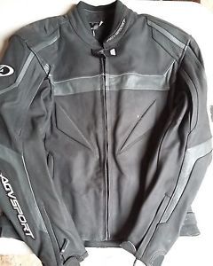Agv sport willow leather jacket black/gray size medium &#034;has minor yellow stain..