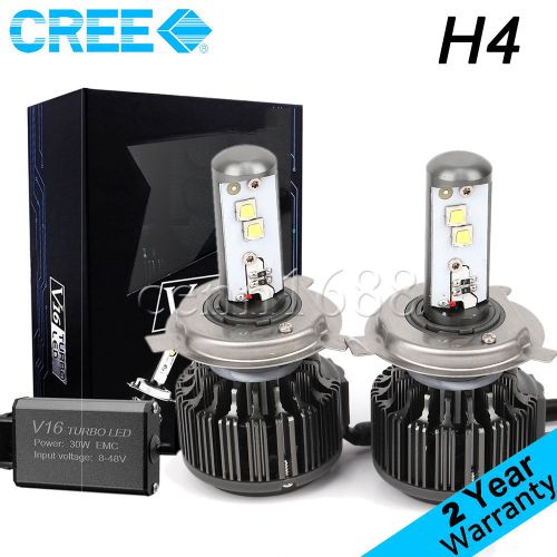 Set of cree led headlight kit h4 9003 hb2 hi/low beams 7200lm 60w 6000k