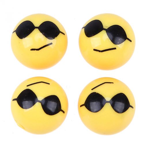 Yellow cool face expression car wheel tyre tire valve stems air dust screw cap #