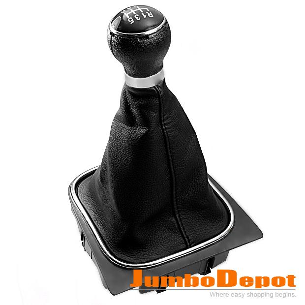 Black ball style gear shift knob leather boot 6 speed controler new 1 for vw mk5