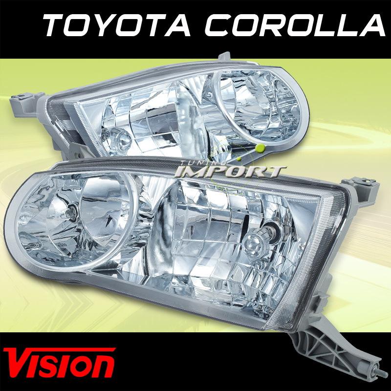 Toyota 01-02 corolla replacement vision driver+passenger headlights lamps set