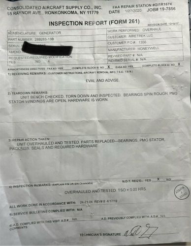 Honeywell aerospace generator