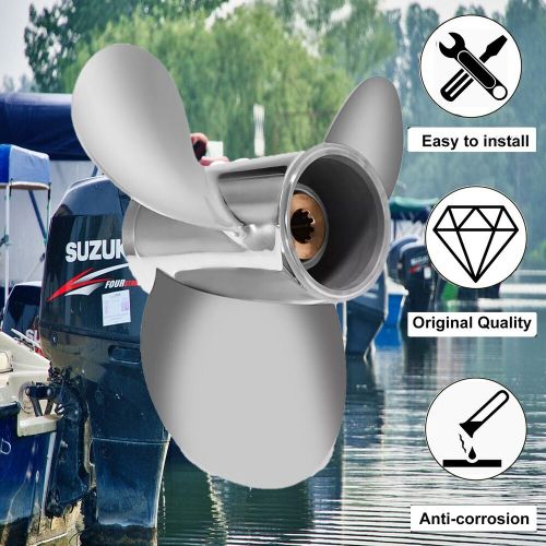 10 1/8 x 15 Stainless steel Outboard Propeller for Suzuki 20-30HP 10 Spline RH, US $173.90, image 2