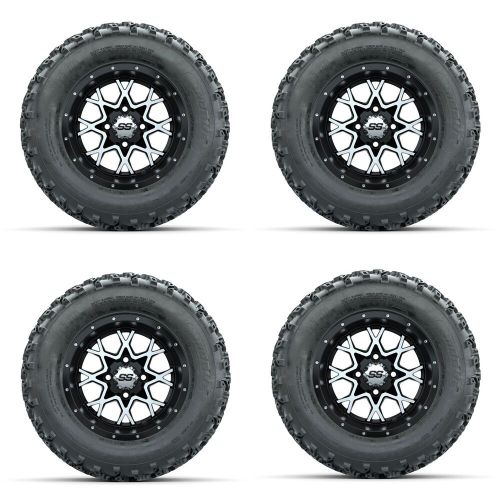 Golf cart gtw 12" vortex machined black wheel | 23x10-12 rogue at tire | 4 set