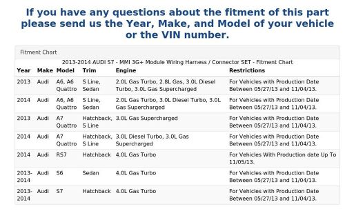 2013-2014 AUDI S7 - MMI 3G+ Module Wiring Harness / Connector SET, US $19.99, image 3