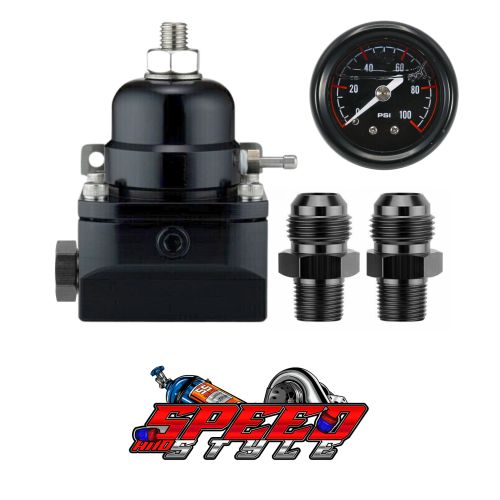 ALUMINUM 100 PSI ADJUSTABLE 1:1 FUEL PRESSURE REGULATOR GAUGE AN FITTINGS BLACK, US $84.95, image 3