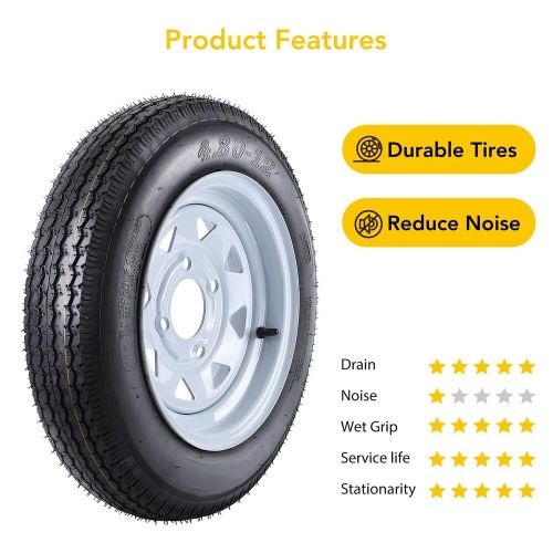 2 Pack 5.30-12 5.30x12 530-12 5.30-12 Trailer Tires with 12'' Rims 4 Lug on 4'', US $111.99, image 3