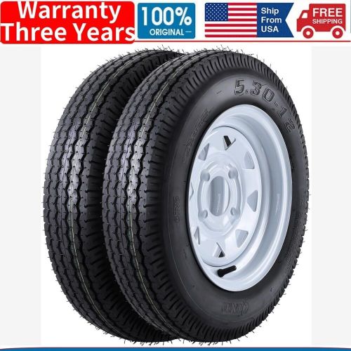 2 Pack 5.30-12 5.30x12 530-12 5.30-12 Trailer Tires with 12'' Rims 4 Lug on 4'', US $111.99, image 6