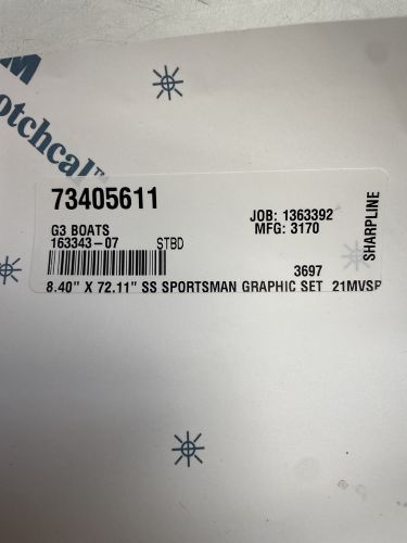 G3 SPORTSMAN 73405611 GRAPHIC HULL STBD DECAL GOLD / BLACK 72" X 8 3/8" BOAT, US $79.95, image 3