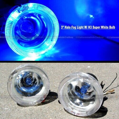 For 300 3&#034; round super white blue halo bumper driving fog light lamp kit us $32.