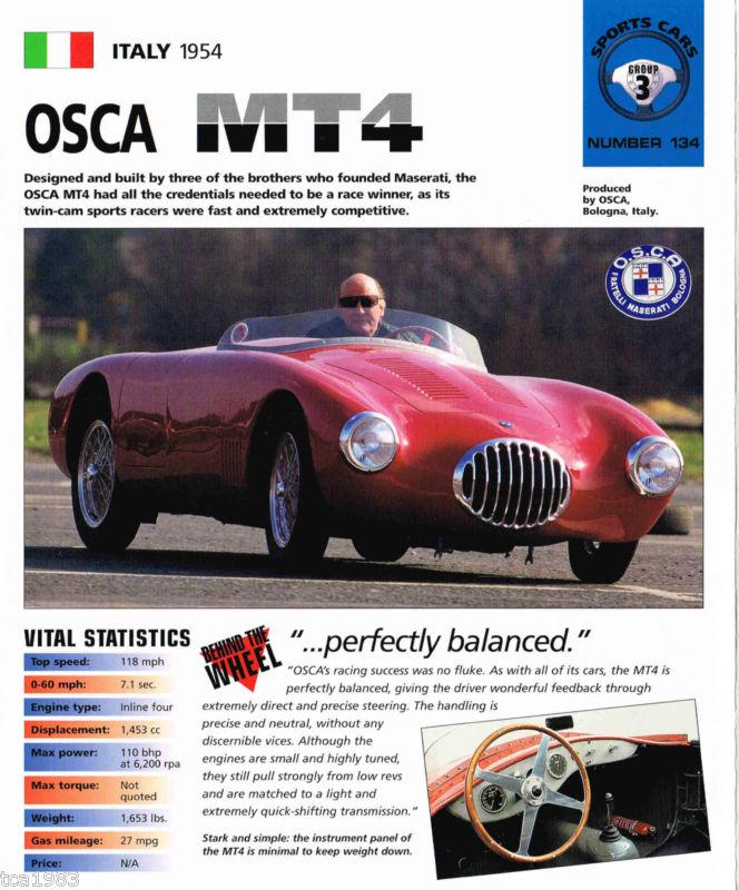 1954 OSCA MT4 / MT-4 IMP Brochure, US $12.00, image 3