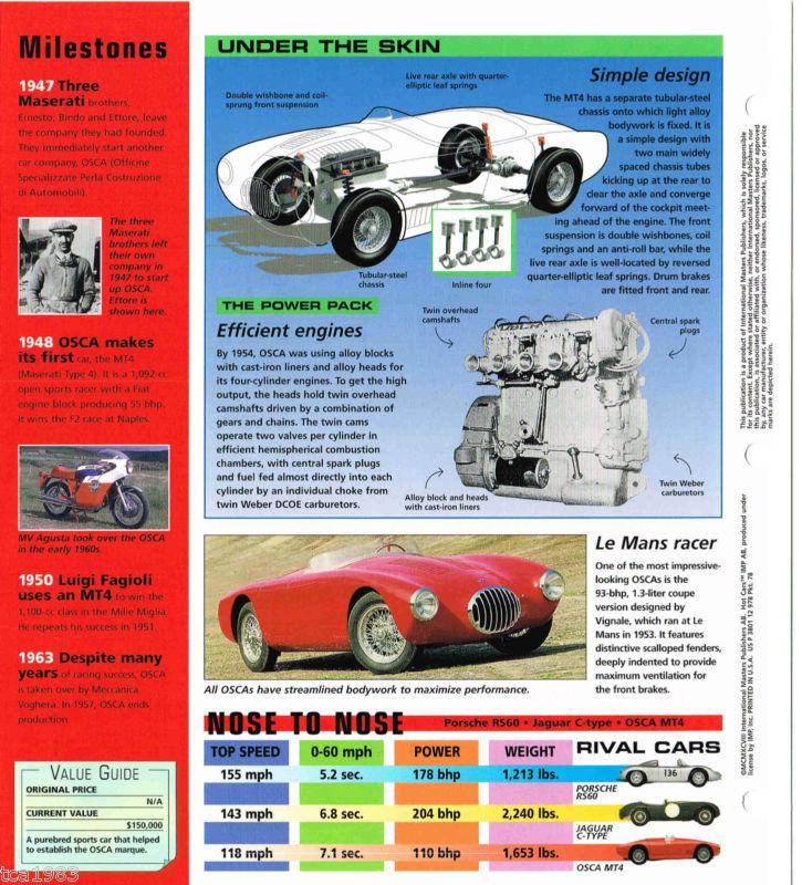 1954 OSCA MT4 / MT-4 IMP Brochure, US $12.00, image 4
