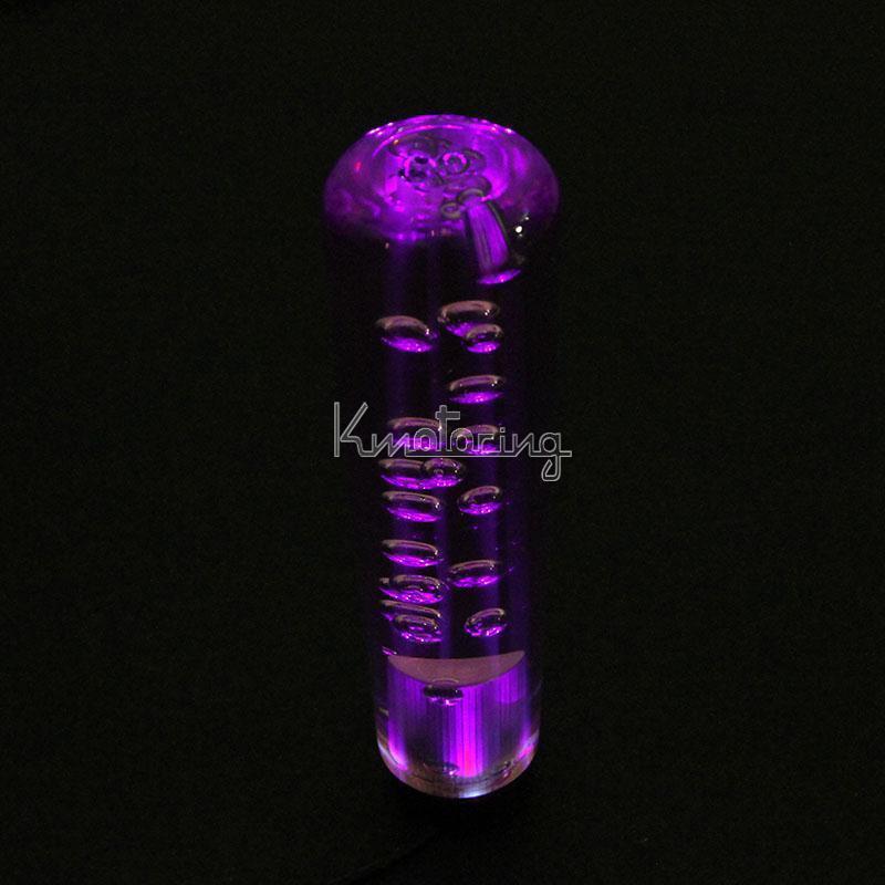Purple manual bubble gear stick shift shifter lever knob cover with led light ce