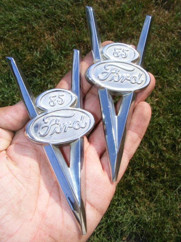 1937 FORD TRUCK PICKUP HOOD SIDE EMBLEMS 85HP (PAIR) NICE USED SCRIPT BADGE, US $149.99, image 2
