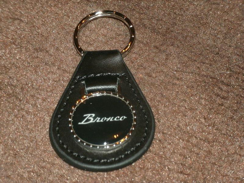 1960's 1970's ford bronco script logo vintage leather keychain keyring new black
