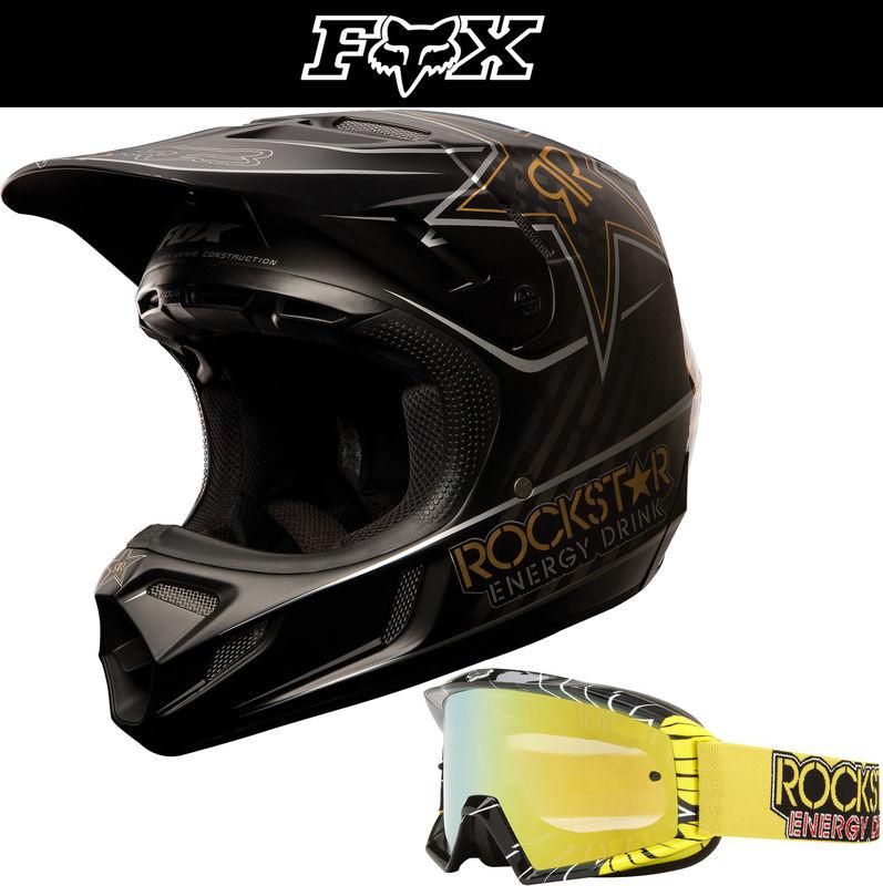 Find Fox Racing V4 Rockstar Carbon Black Dirt Bike Helmet w/ 180