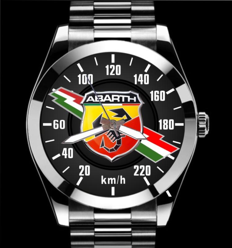 Fiat abarth 500 220 km/h speedometer meter auto art italy bolt chrome watch