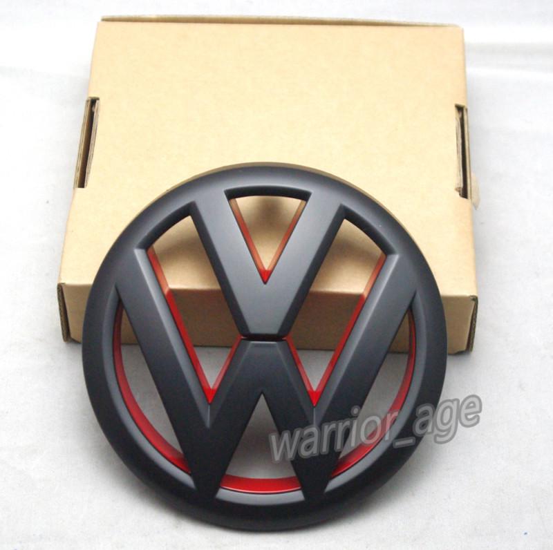 Front grille emblem badge logo matt black inner red fit vw golf mk6 gti r20
