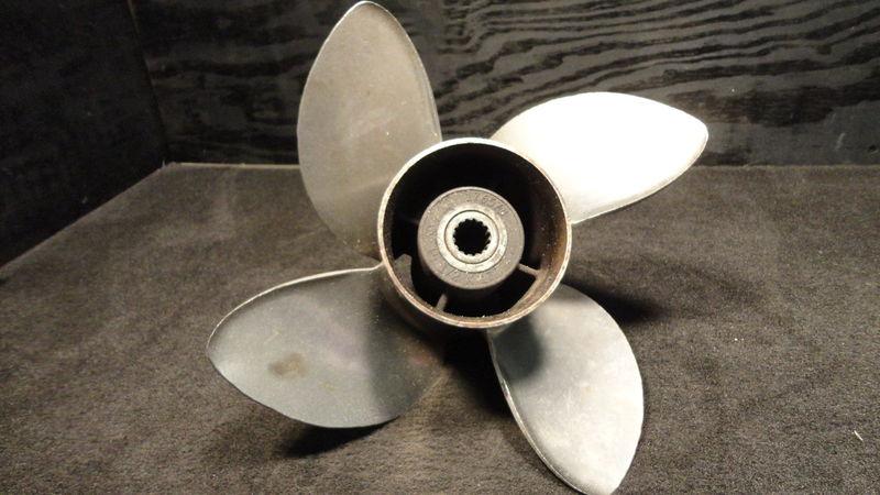 Left hand omc v6 renegade 14.5 x 17 pitch 4-blade boat propeller s/s prop (p637)
