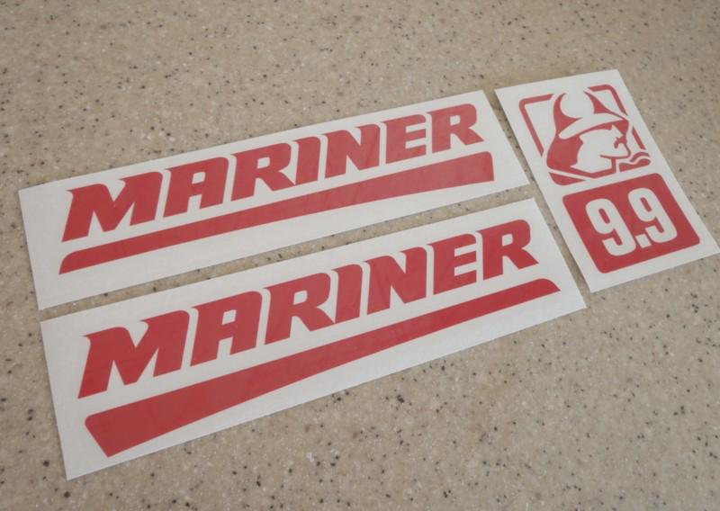 Mariner vintage outboard motor 9.9 hp decals red free ship + free fish decal!