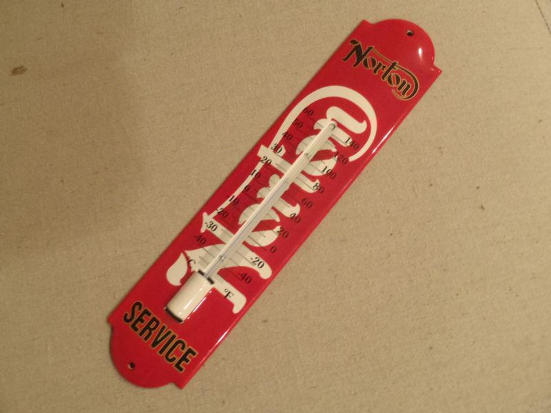 Norton porcelain service wall thermometer garage man cave shop 