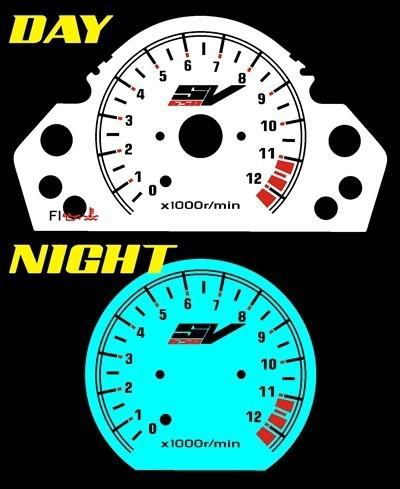 Suzuki sv 650 sv650 sv650-s 2003 2004 2005 white face glow gauge custom mph kmh