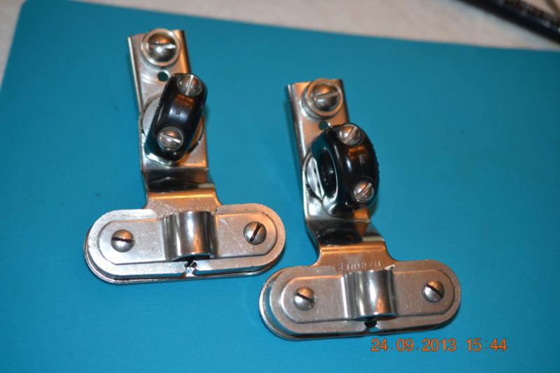 Pair of mariner jib cars with clam cleats heavy sailboat stainless steel