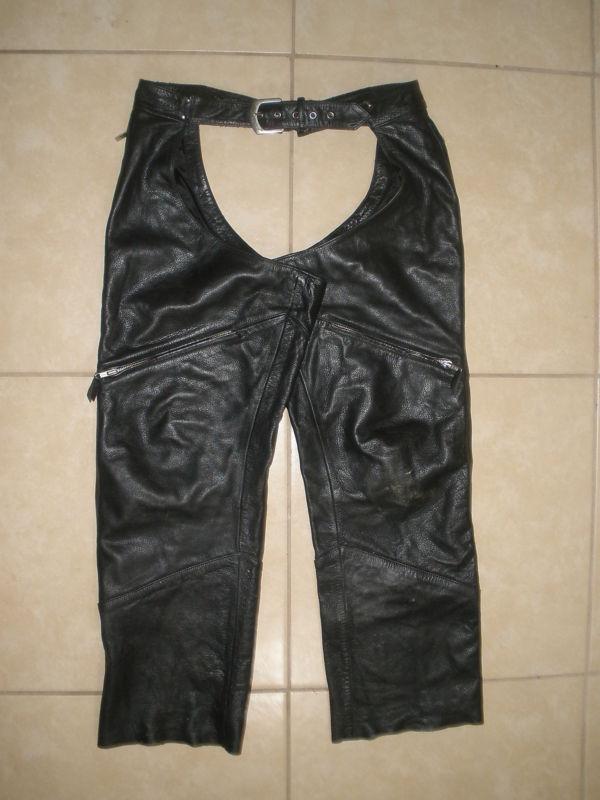 Mens power-trip motorcycle biker riding leather pants chaps small