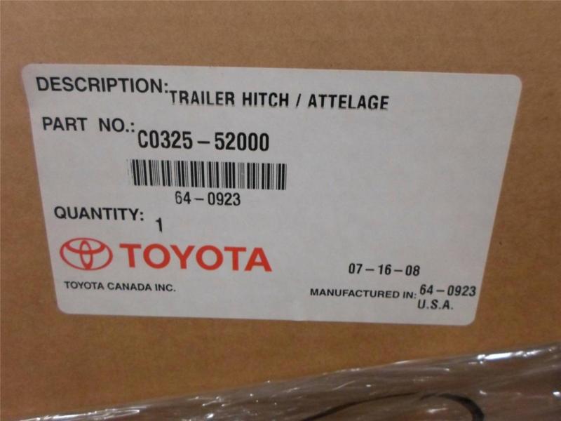 Toyotatrailer hitch pn# c0325-52000 bumper hitch 2k max load reciever included