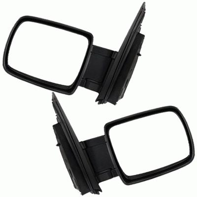 Black manual side view door mirror assembly pair set driver passenger left+right