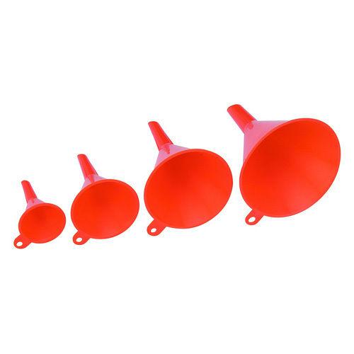 4 piece professional quality plastic funnel funnels set 2" 3" 4" & 5" orange