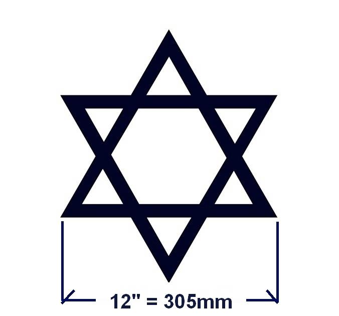 305 mm 12" star of david 01b decal vinyl sticker any colour 01b