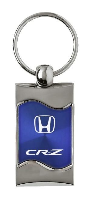 Honda crz blue rectangular wave metal key chain ring tag key fob logo lanyard
